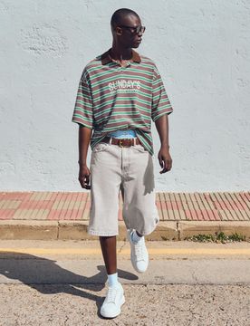 Bermuda Denim Baggy Fit 34 Gris