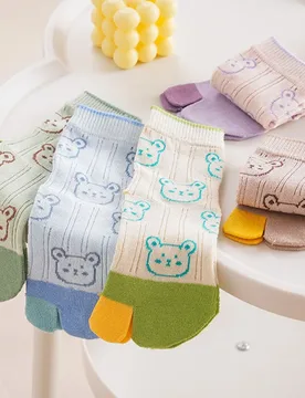 Pairs Kids Two Toed Tabi Socks Cute Cartoon Animal Bear Head 2 Finger Thin Mesh Pure Cotton Socks for 3-6-12Y Baby Boys Girls - Aliexpress - FashionsVida