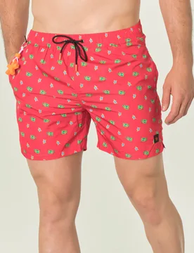 Boxer mare color fragola con stampa grafica tartarughine - My Stuff - FashionsVida