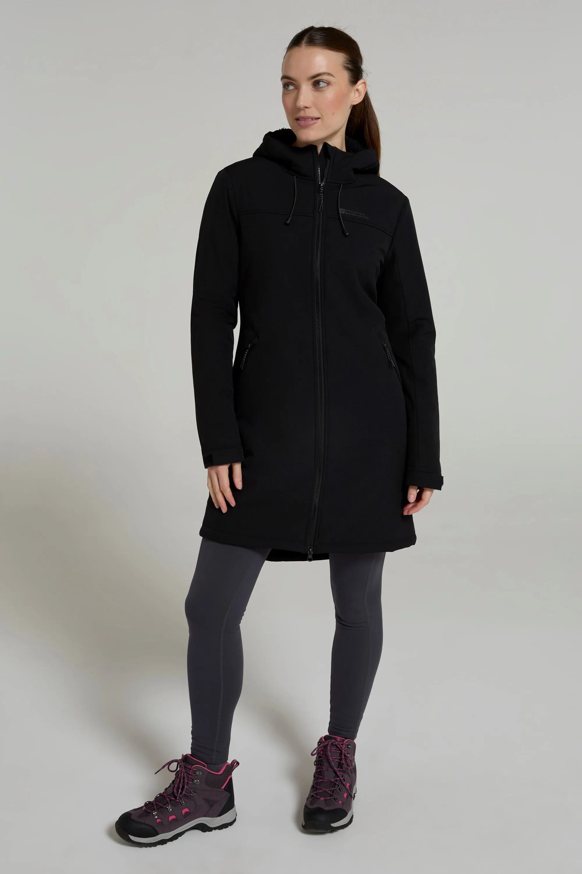 Fern Womens Longline Softshell Jacket - Black - Black - Size: 18 - Mountain Warehouse - FashionsVida