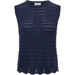 Top de punto de mujer sin mangas con cuello redondo