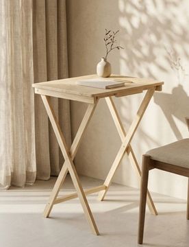 Tavolino pieghevole in legno - beige