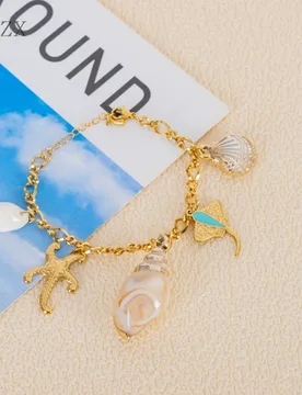 Boho Tropical Beach Dainty Chain Bracelet Natural Seashell Starfish Stingray Stainless Steel Bangle Bracelet Jewelry Gift - Aliexpress - FashionsVida