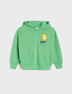 Top da jogging con zip e cappuccio Bart The Simpsons - verde