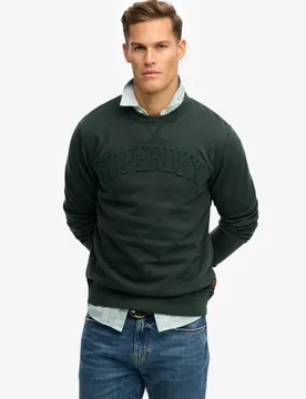Superdry Herren Baumwolle Kreuzstich Detail Vintage Athletic Tonal Rundhals Sweatshirt, Dunkelgrün - Größe: XXL - 79.99 - FashionsVida