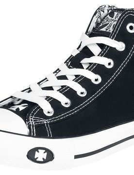 Rockabilly Sneaker high - Iron Cross - EU40 bis EU46 - für Männer - Größe EU40 - schwarz/weiß - Männer - male