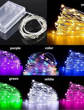 Cadena de Luces de Hadas de Alambre de Cobre LED, Disponible en Opciones de Longitud: 1m/3m/5m/10m/20m, Opciones de Cantidad de Bombillas: 10/30/50/10 - Shein - FashionsVida