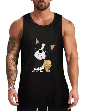 Funny Boston Terrier Dog eating Ice Cream Tank Top No Wrinkle Tank Top Casual Daily Sleeveless Wear - Aliexpress - FashionsVida