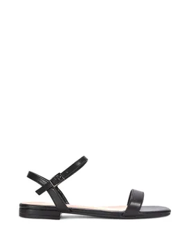 Women's 'Hallie' Square Toe Strappy Flat Sandals With Ankle Strap in Black Size: 7 - Black - Size: 7 - XY London - FashionsVida