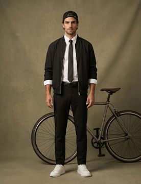 Pantaloni chino slim con misto viscosa - nero
