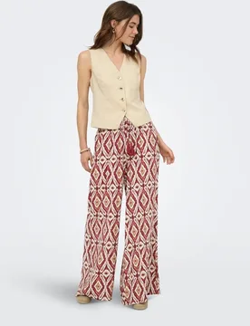 Pantalón de mujer de cintura elástica con cierre de lazada - Only - FashionsVida