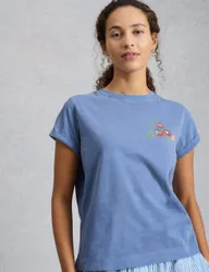 Pure Cotton Printed T-Shirt Blue Marl female