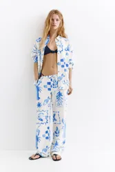 Flowing Marine Print Trousers (Size: )