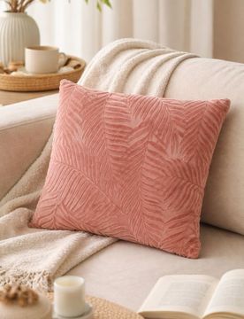 Cuscino con stampa botanica - rosa cipria