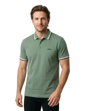 Polo à Manches Courtes Paddy 10241663 Green Open Green S - BOSS - FashionsVida