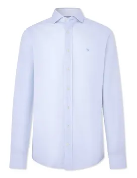 Camicia A Maniche Lunghe Micro Print White / Sky XL