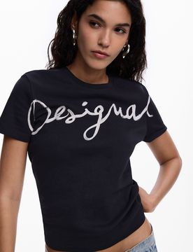 T-shirt logo, , Coton, Noir, XS