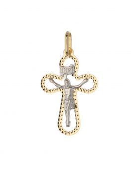 Ciondolo Croce Oro Giallo Bianco GL101573