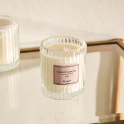 Vela aromática en vaso Flor de Narciso Cristal Rayas