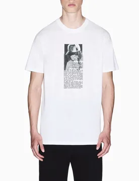 T-shirt Exchange bianca in cotone con stampa frontale fotografica - Armani - FashionsVida
