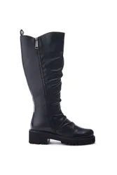 Riez' Leather Biker Boots - Black - Size: 6