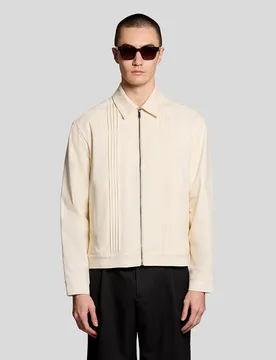 Mens Pintuck Zip-Through Jacket - Beige - Size Large - Lyle & Scott - FashionsVida