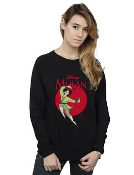 Women's Mulan Dragon Circle Sweatshirt in Black Size: 2XL - Black - Size: 2XL - Disney - FashionsVida