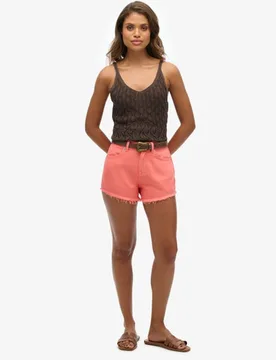 Superdry Damen Denim-shorts mit Hohem Bund Koralle - Größe: 38 - 59.99 - FashionsVida
