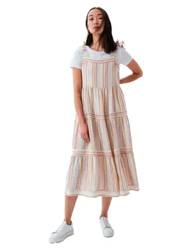 Vestito Midi Senza Maniche Flowing White M