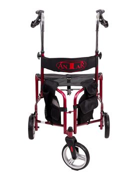 Dreirad Rollator mit Sitz und Rückengurt, faltbar - AT51004 schwarz rot