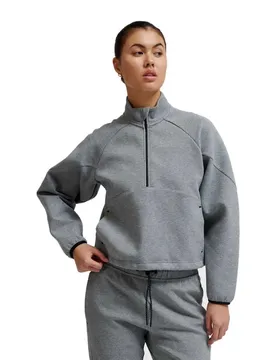 Felpa Con Mezza Zip Tech Fleece Boxy Grey Melange L