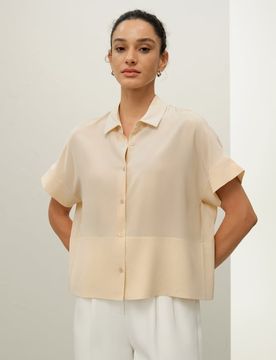 T-shirt Soie Élégant Manches Courtes Coupe Régulière L