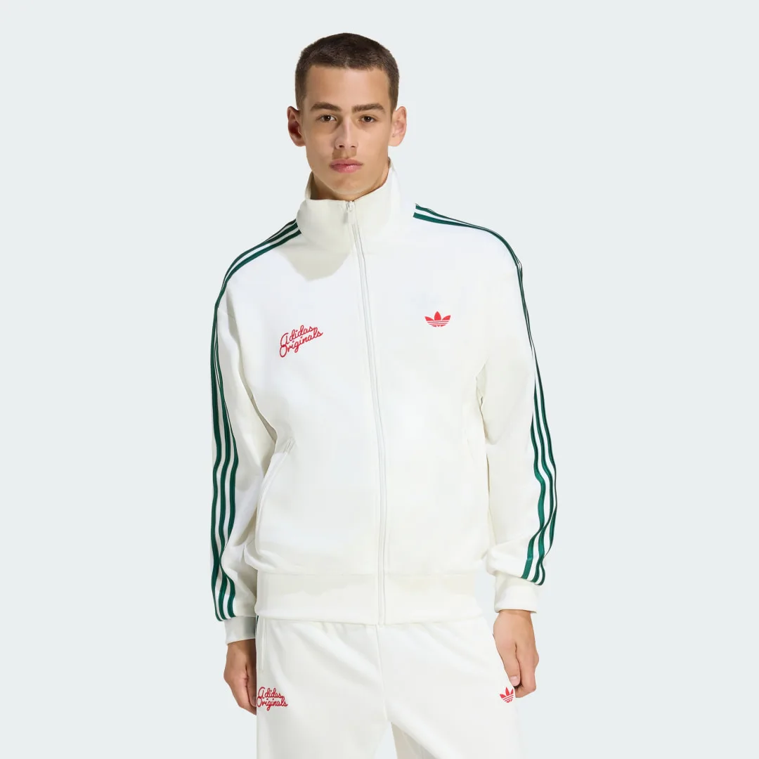 TRACK TOP FIREBIRD ROSES XL Off White / Collegiate Green - Adidas - FashionsVida