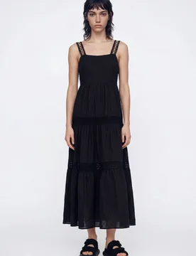 Robe longues bretelles broderie BLACK XS female - Desigual - FashionsVida