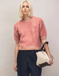 Textured Patterned Knitted Top with Alpaca Red female