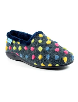 Helix Womens Polka Dot Slippers - - Size: 8 - Lunar - FashionsVida