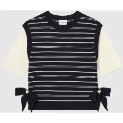 Jersey de punto de mujer trampantojo 2 en 1 a rayas