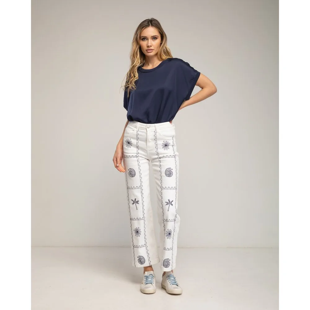Vaqueros de mujer de corte recto push up con dibujo geométrico - Tantra - FashionsVida