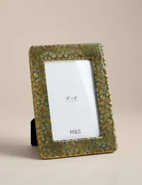Reactive Glaze Ceramic Photo Frame 4x6 inch Dark Green - M&S - FashionsVida