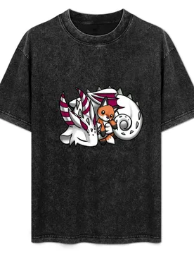 Dragon with Fox Plushie T-Shirt Basic Casual Short Sleeve Cotton Shirt - Aliexpress - FashionsVida