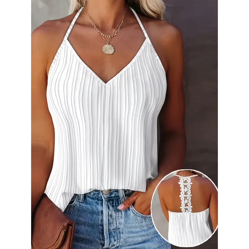 Border Off-Shoulder Solid Color Fashionable Casual Sleeveless Top - Aliexpress - FashionsVida