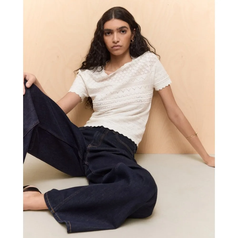 Jersey de mujer manga corta calados - Easy Wear - FashionsVida