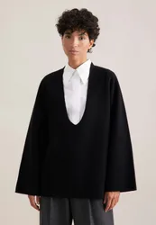 THE FRAME V-Neck Pullover mit Kaschmir Schwarz L