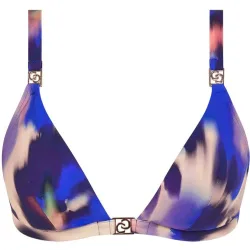 Top de bikini sin aros triángulo con almohadillas de tejido spacer de la línea sauvage con tejido italiano de alta gama