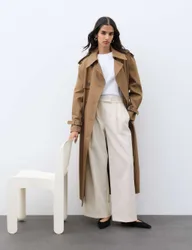 Wool Blend Tailored Wide Leg Trousers Cream female