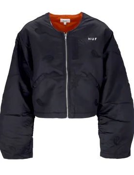 Giubbotto Corto Donna Paisley Satin Bomber Black - Huf - FashionsVida