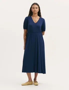 Jersey V-Neck Midi Waisted Dress Navy female - Finery London - FashionsVida