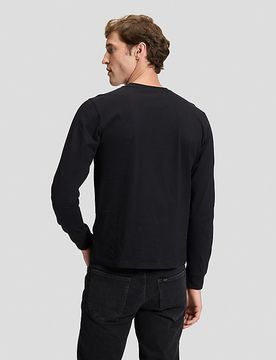 Regular Long Sve Patch Logo Tee Black Größe M male