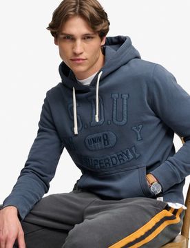 Superdry Herren Tonal Applique Kapuzenpullover Lockere Passform Navy - Größe: M