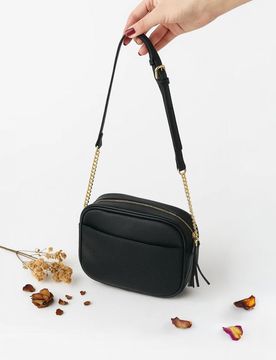 Borsa crossbody in similpelle - nero